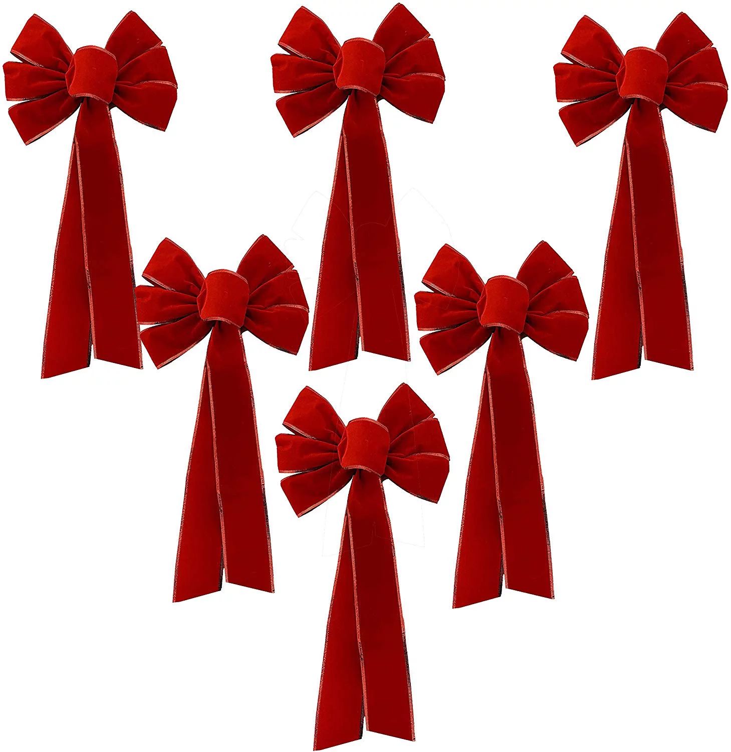 Red Velvet Christmas Wreath Bows - 10" Wide, Set of 6, Front Door, Gate, Fence, Retail Display - ... | Walmart (US)