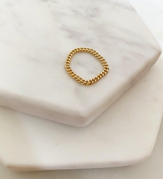 Gold filled chain ring, stacking ring, minimalist ring, simple gold ring, stackable ring, midi ri... | Etsy (US)