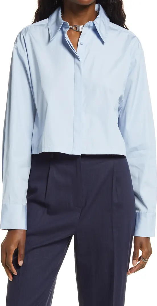 Poplin Crop Button-Up Shirt | Nordstrom