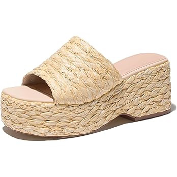 Ancomafio Platform Espadrille Sandals for Women，Platform Slip on Wedges Slides Bohemia Sandals ... | Amazon (US)