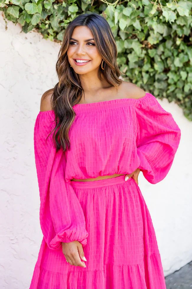 Send A Message Hot Pink Textured Blouse | Pink Lily