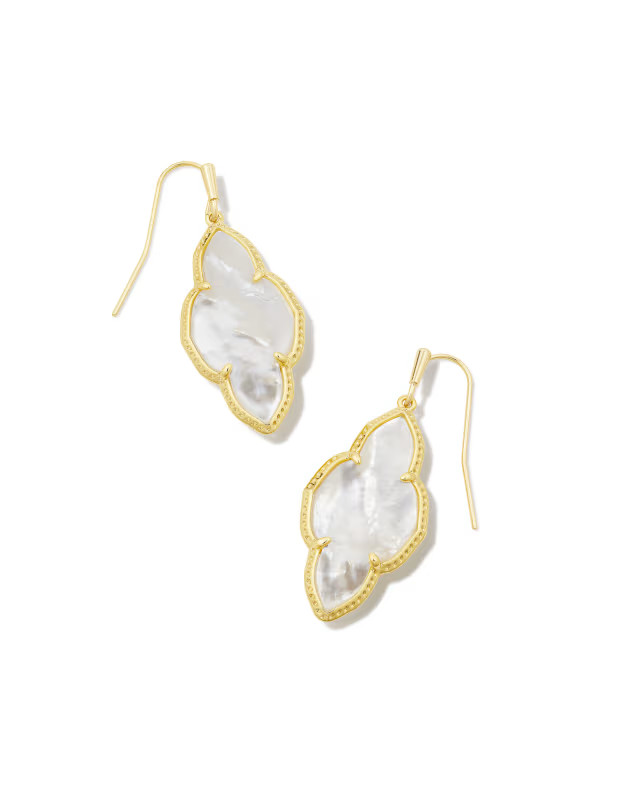 Abbie Gold Drop Earrings in Ivory Mother-of-Pearl | Kendra Scott