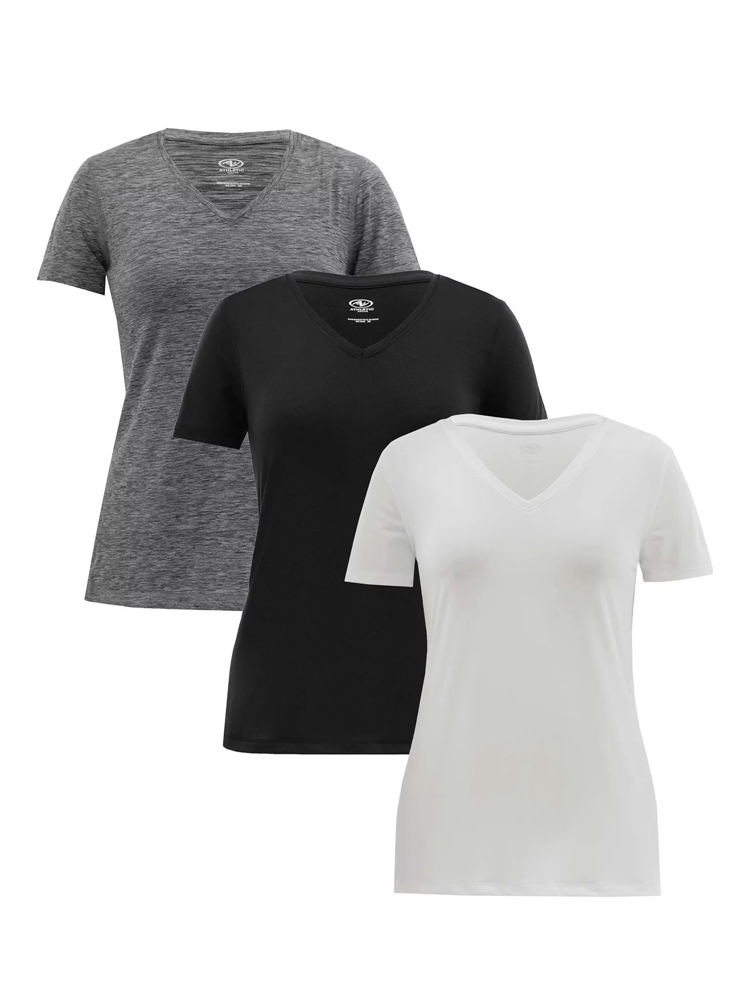 Athletic Works Women's Core Active Short Sleeve V-Neck T-Shirt, 3-Pack - Walmart.com | Walmart (US)