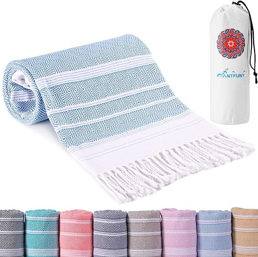 Cotton Turkish Beach Towels Quick Dry Sand Free Soft Absorbent Adult Oversized Bath Pool Swim Lon... | Amazon (US)