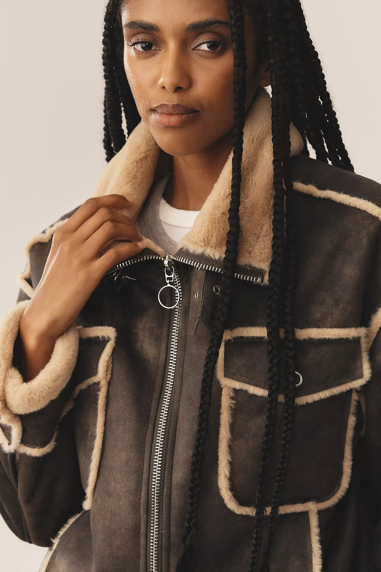NVLT Shearling Biker Jacket | Anthropologie (US)