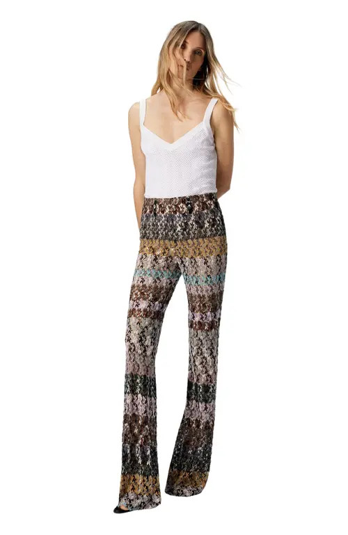 Missoni Flare Pants In Embroidered Lace in Multicoloured at Nordstrom, Size 40 It | Nordstrom