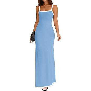 ZESICA Women's 2025 Summer Spaghetti Straps Maxi Dress Sleeveless Square Neck Lightweight Long Be... | Amazon (US)