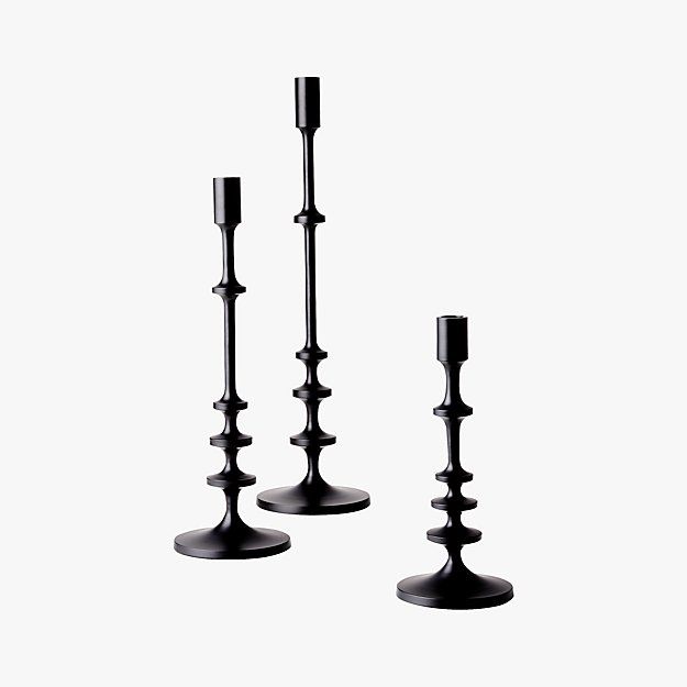 Allis Black Taper Candle Holders Set of 3 + Reviews | CB2 | CB2