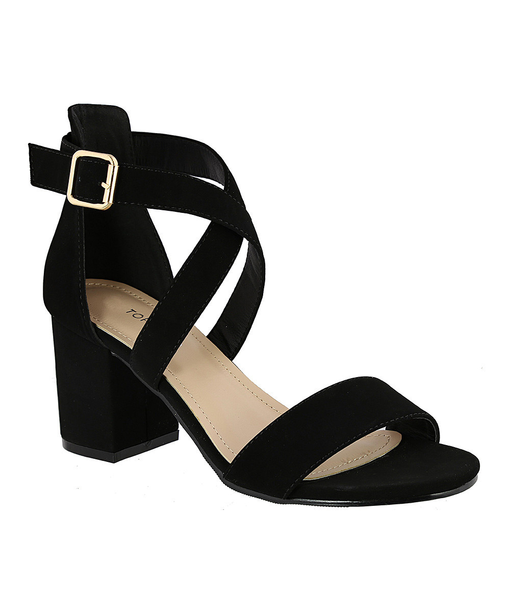 TOP MODA Women's Sandals BLACK - Black Delia Strappy Sandal - Women | Zulily
