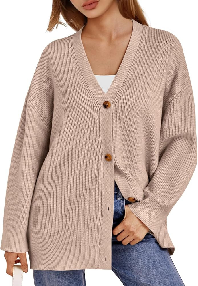 LILLUSORY Women's Cardigan 2023 Open Front Oversized Button Lightweight Sweaters V Neck Loose Car... | Amazon (US)
