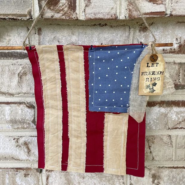 Rustic Farmhouse Flag Door Hanger | Antique Farm House