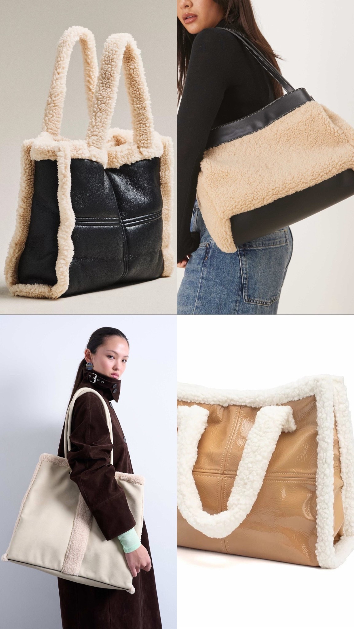 Cuuuuute shearling tote bags!! 

#LTKSeasonal #LTKValentine #LTKootd