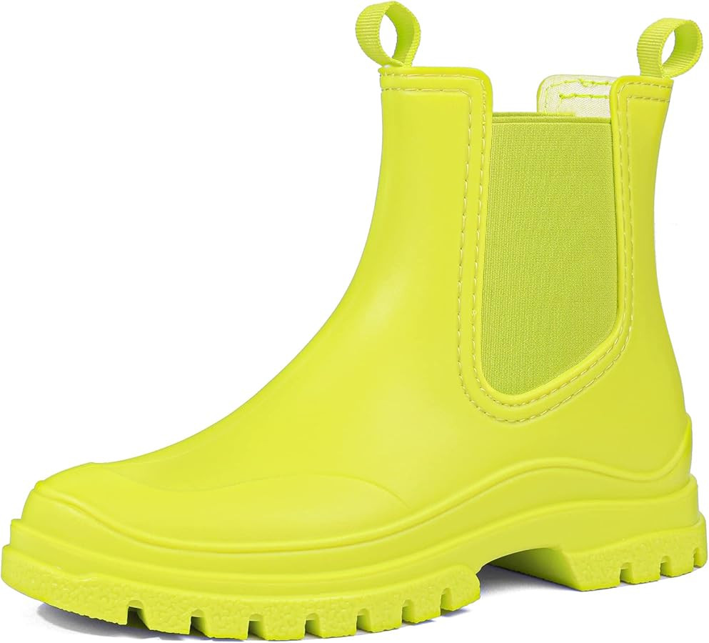 DKSUKO Women's Short Rain Boots Rubber Waterproof Garden Boots Elastic Slip On Ankle Chelsea Boot... | Amazon (US)