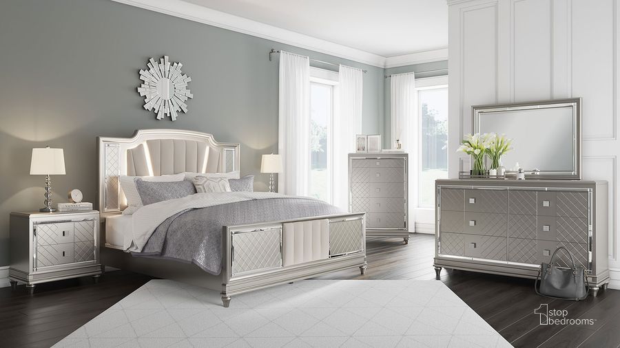 Chevanna Platinum Upholstered Panel Bedroom Set | 1stopbedrooms