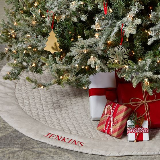 Quilted Linen Tree Skirt | Mark and Graham