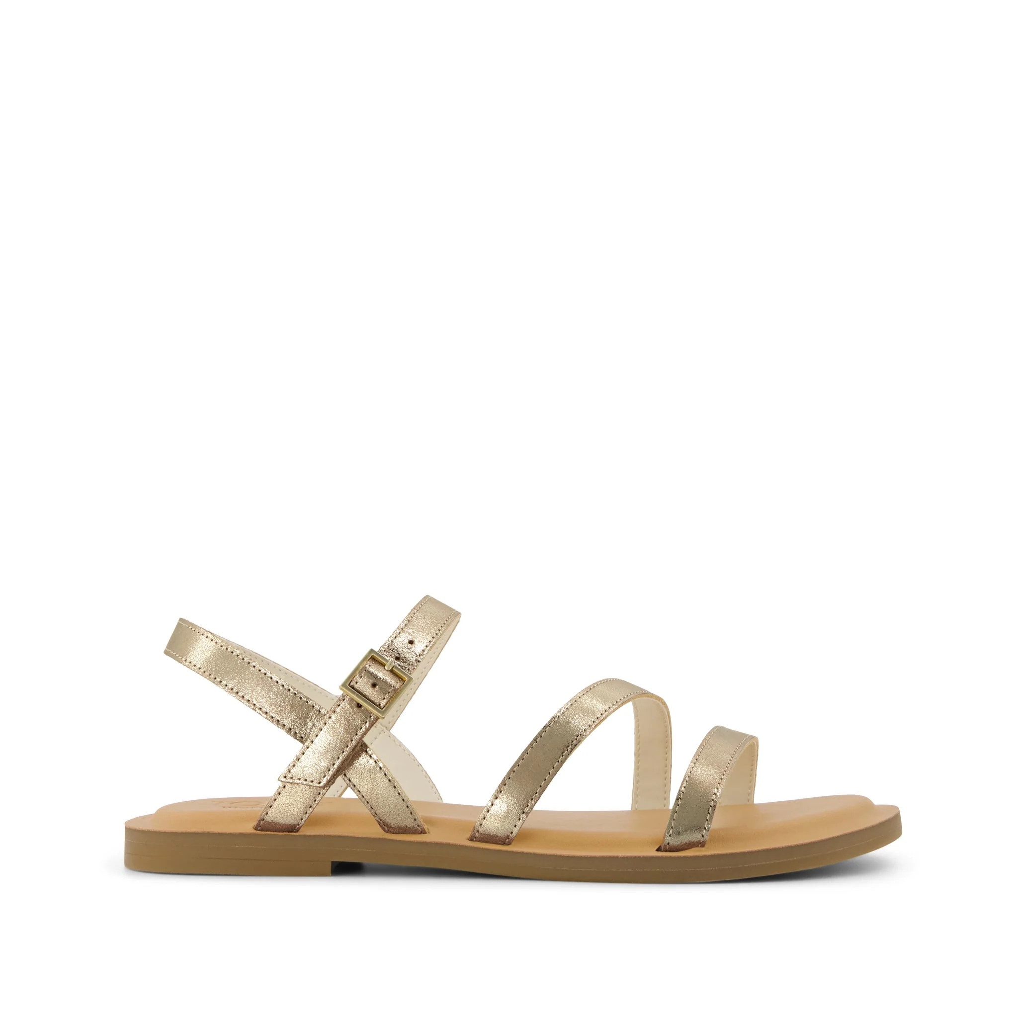Womens Kira Strappy Sandal Gold Leather | Toms EMEA