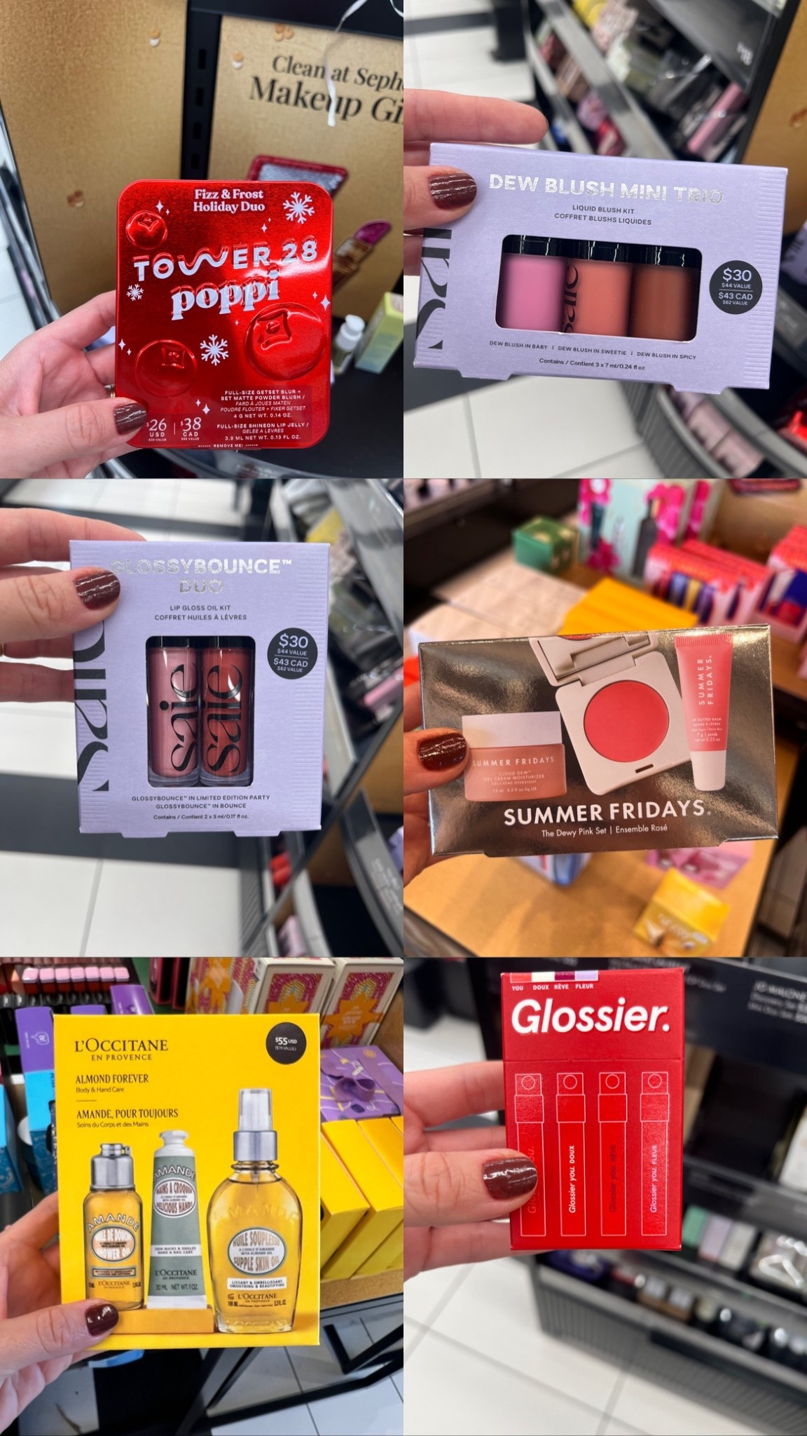 Sephora’s Holiday gift sets 🎀❤️. Great mini Christmas gift ideas. Sale ends today! 
.
.
.
#sephora #vibsale #saie #summerfridays #tower28 #l'occitane #glossier

#LTKCyberWeek #LTKSaleAlert #LTKHoliday