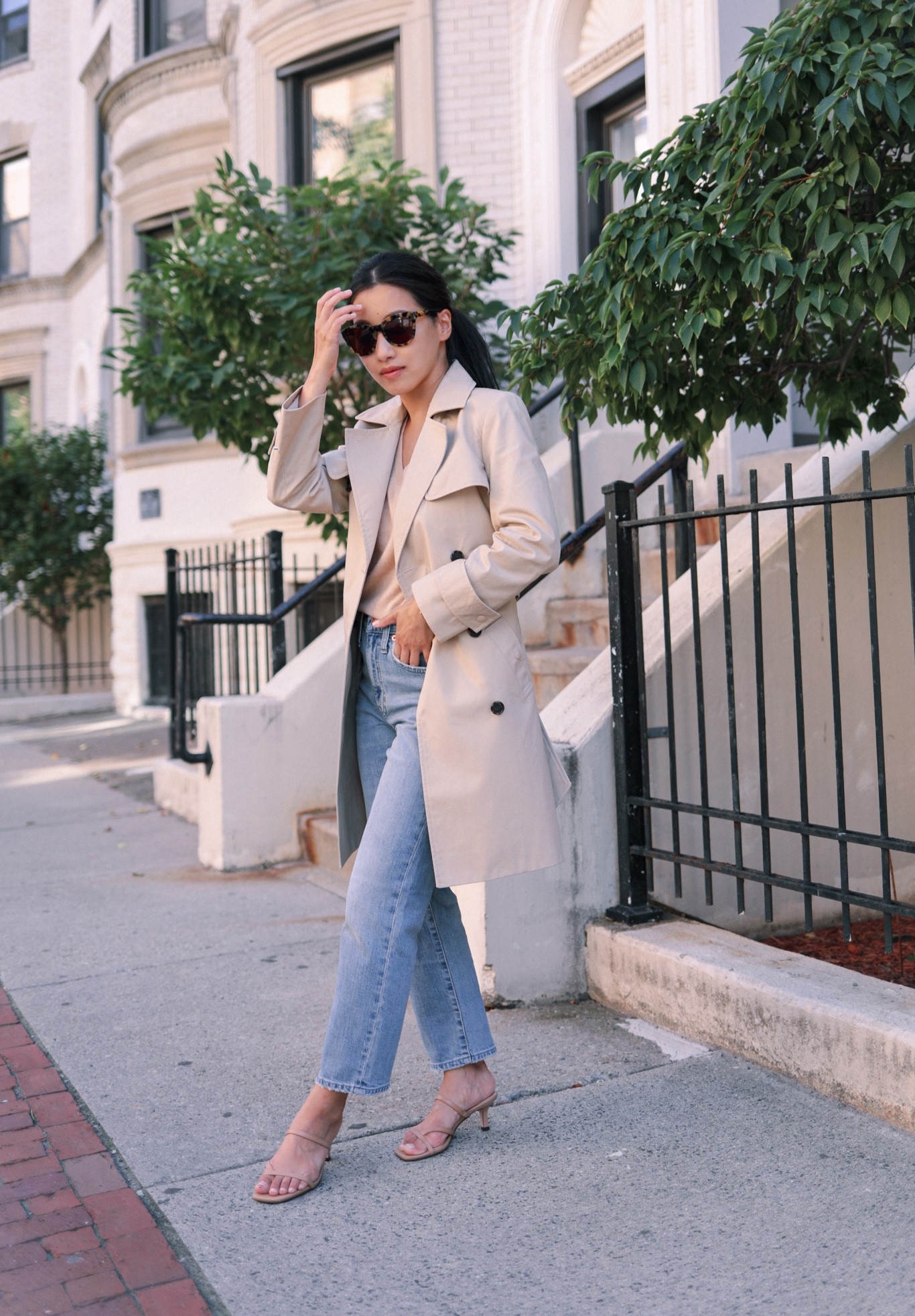 fall outfit essentials // J.Crew trench coat + boyfriend jeans 

•J.Crew slim boyfriend jeans 24P - on sale! Note these are a looser fit on me at the waist and slim straight in the leg with a great medium wash. For a closer fit at the waist, I linked two other petite jeans that fit really well on me in 24 petite. 
•New Icon trench coat 00P with removable hood
•V-neck cashmere sweater xxs. Love the relaxed fit on this.
•Sunglasses
•Strappy sandals 5.5

#petite

#LTKSeasonal #LTKsalealert #LTKunder100