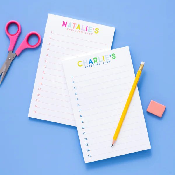 Spelling List Personalized Notepad | Joy Creative Shop
