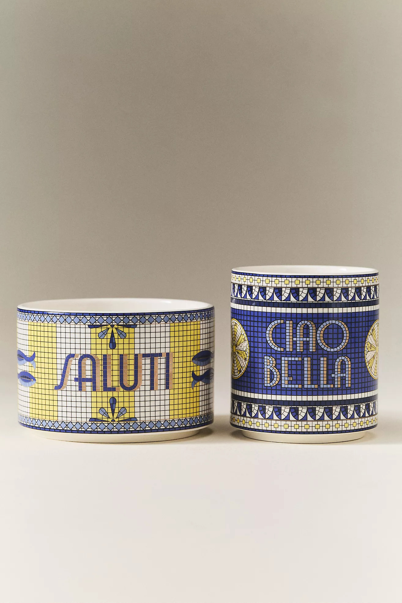 Bistro Tile Floral Saluti 24k Gold Accent Ceramic Candle: Italia Edition | Anthropologie (US)