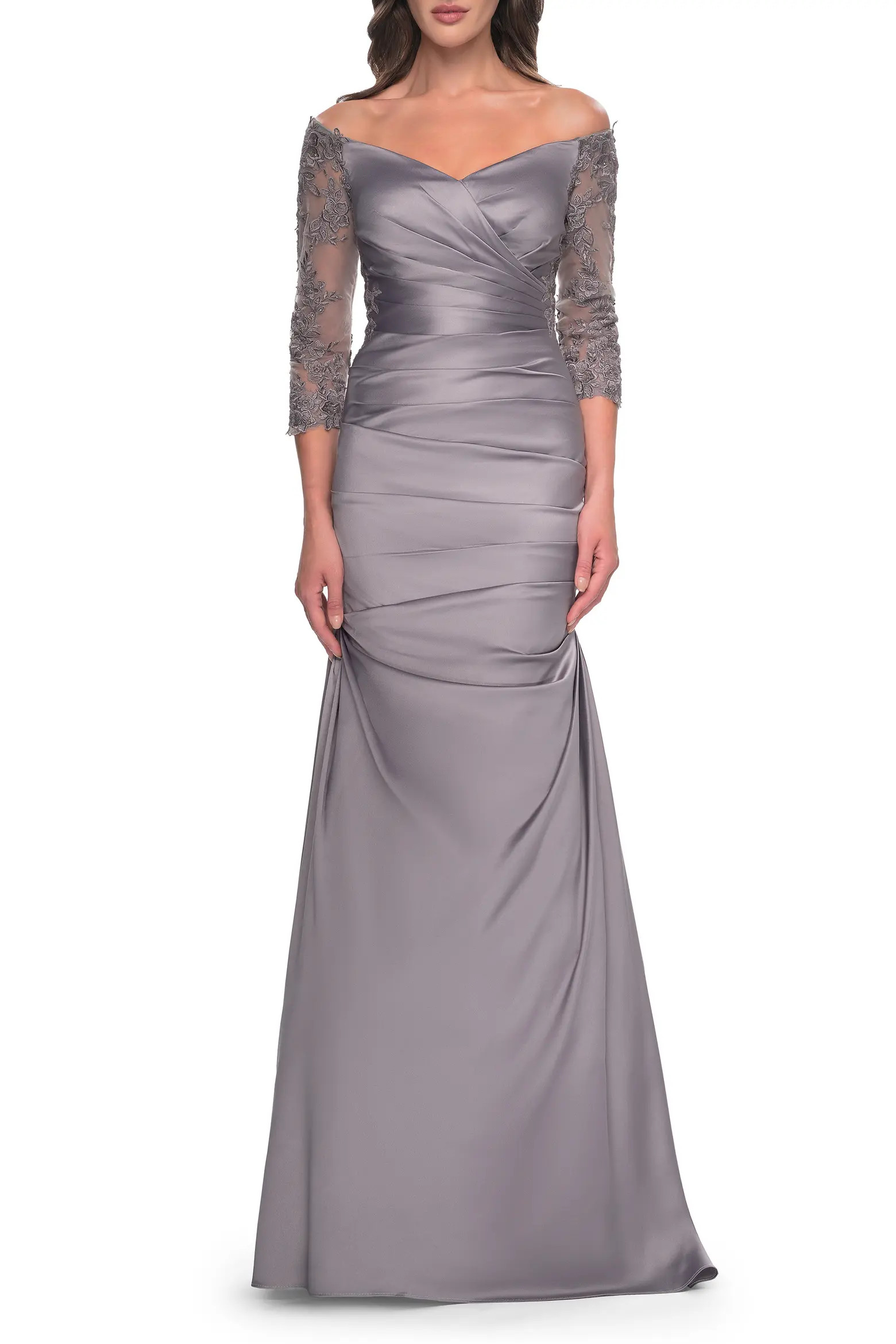 Mermaid Satin Dress with Gathering and Off the Shoulder Top (Women) | Nordstrom | Nordstrom