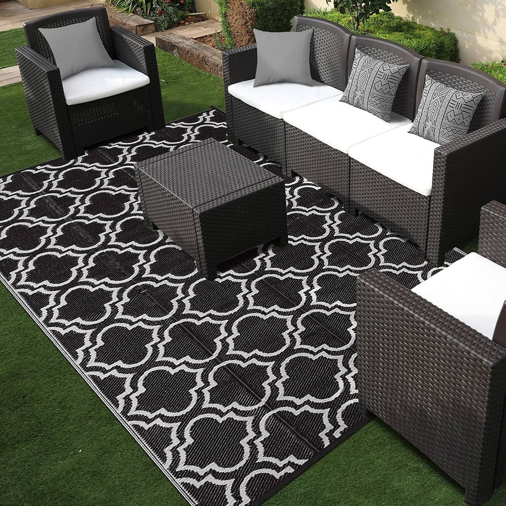 Ompaa Outdoor Plastic Straw Rug for Patio Waterproof, 8x10 Large Reversible Portable Outside Porc... | Amazon (US)