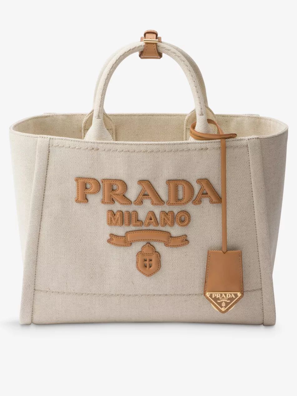 Brand-typography linen-blend tote bag | Selfridges
