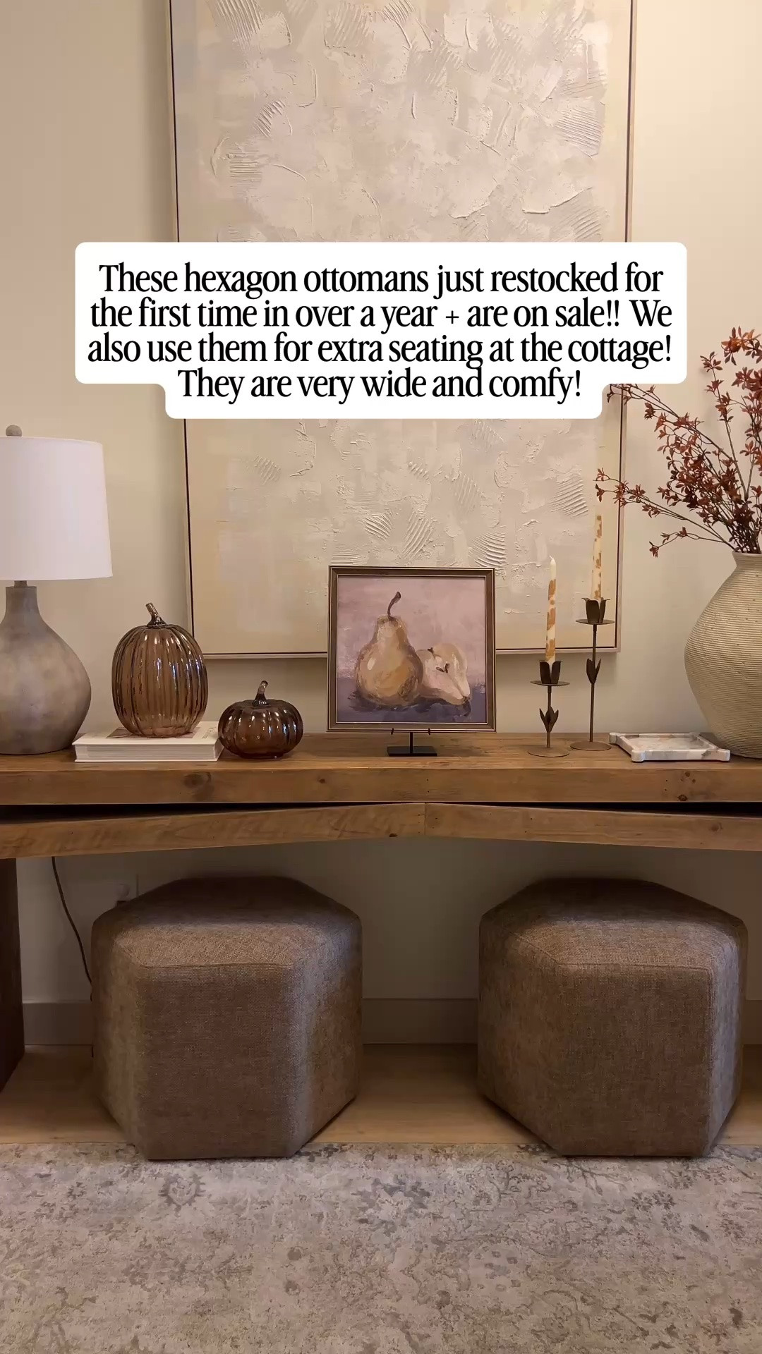 These ottomans are back in stock + on sale as well as this console table and candle holders!

#LTKSeasonal #LTKHome