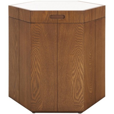Rafaela Hexagon Tray Top Accent Table With Storage - ACC9710B - Natural Brown/White - Safavieh | Target