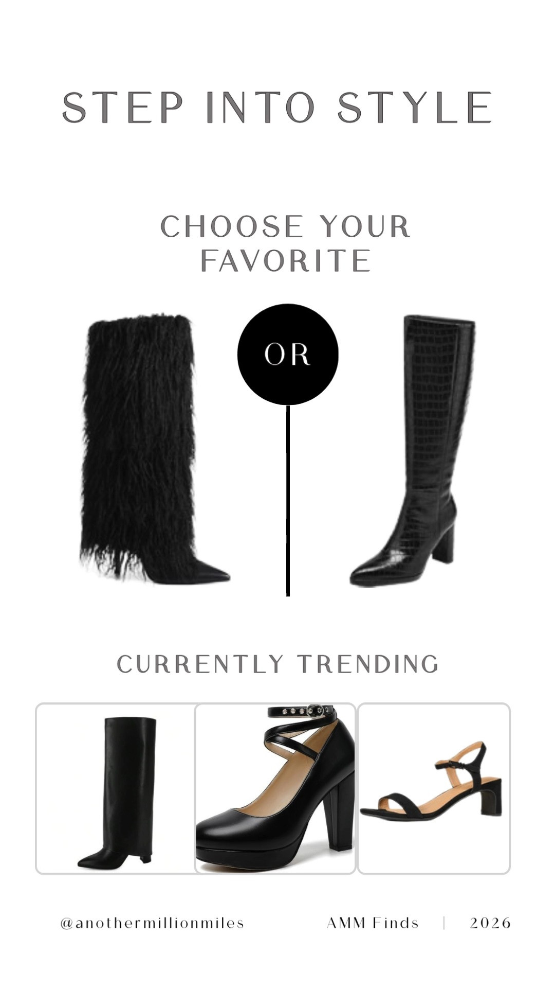 I’m in my “let the shoes do the talking” era. 🖤
Fringe drama boot or sleek croc knee-high? Both give that confident, put-together energy — and they instantly elevate the simplest all-black look. 

Tap to shop my current favorites + what’s trending right now. 

 #LTKdayinmylife #LTKgrwm #LTKootd