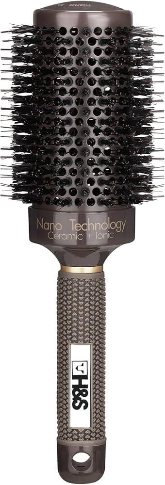 H&S Round Hair Brush Blow Dry Drying Boar Bristle 53mm Large Round Barrel Nano Technology Ceramic... | Amazon (UK)
