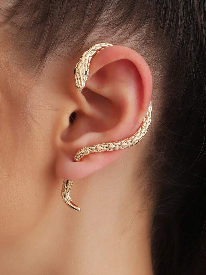 1pc Exaggerated Snake Shaped Front & Back Earring Cuff For Women | SHEIN