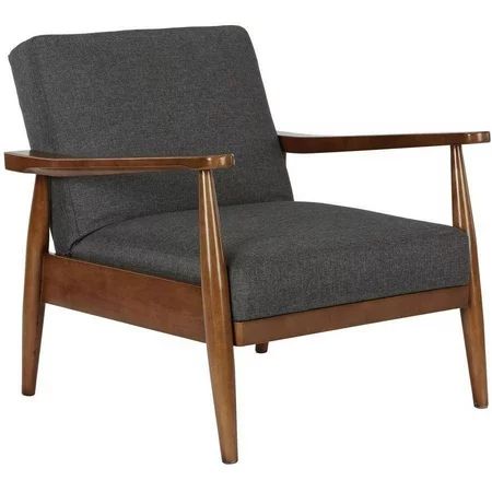 Better Homes & Gardens Flynn Mid-Century Chair Wood with Linen Upholstery | Walmart (US)