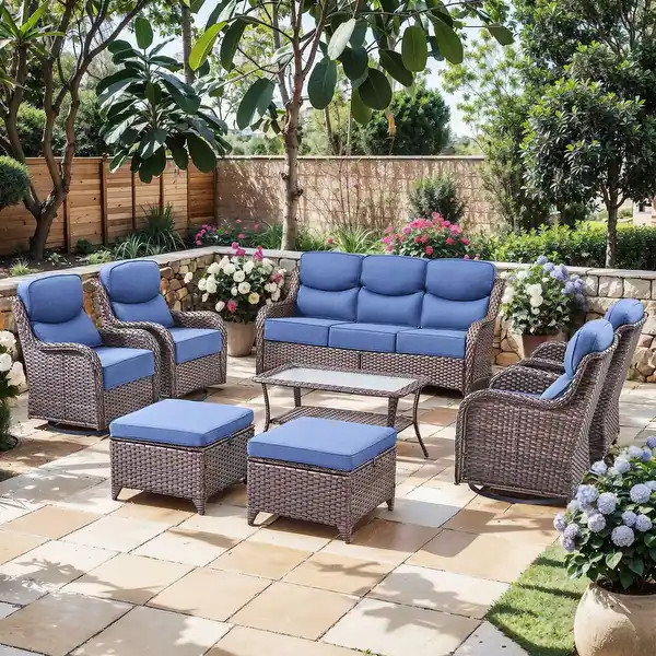 Outdoor Patio Sofa Swivel Chair with 6-Inch Thick Cushions Set | Bed Bath & Beyond