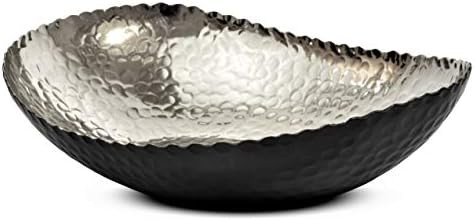 Monarch Abode Hand Hammered Modern Decorative Fruit Bowl, 12.75 x 8.75 x 3.5, Black/Nickel | Amazon (US)