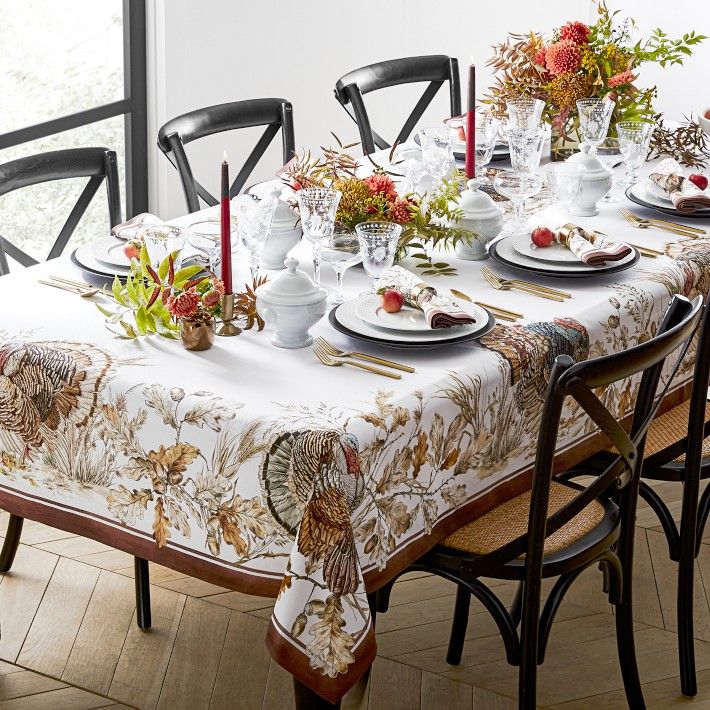 Autumn Plymouth Turkey Tablecloth | Williams-Sonoma