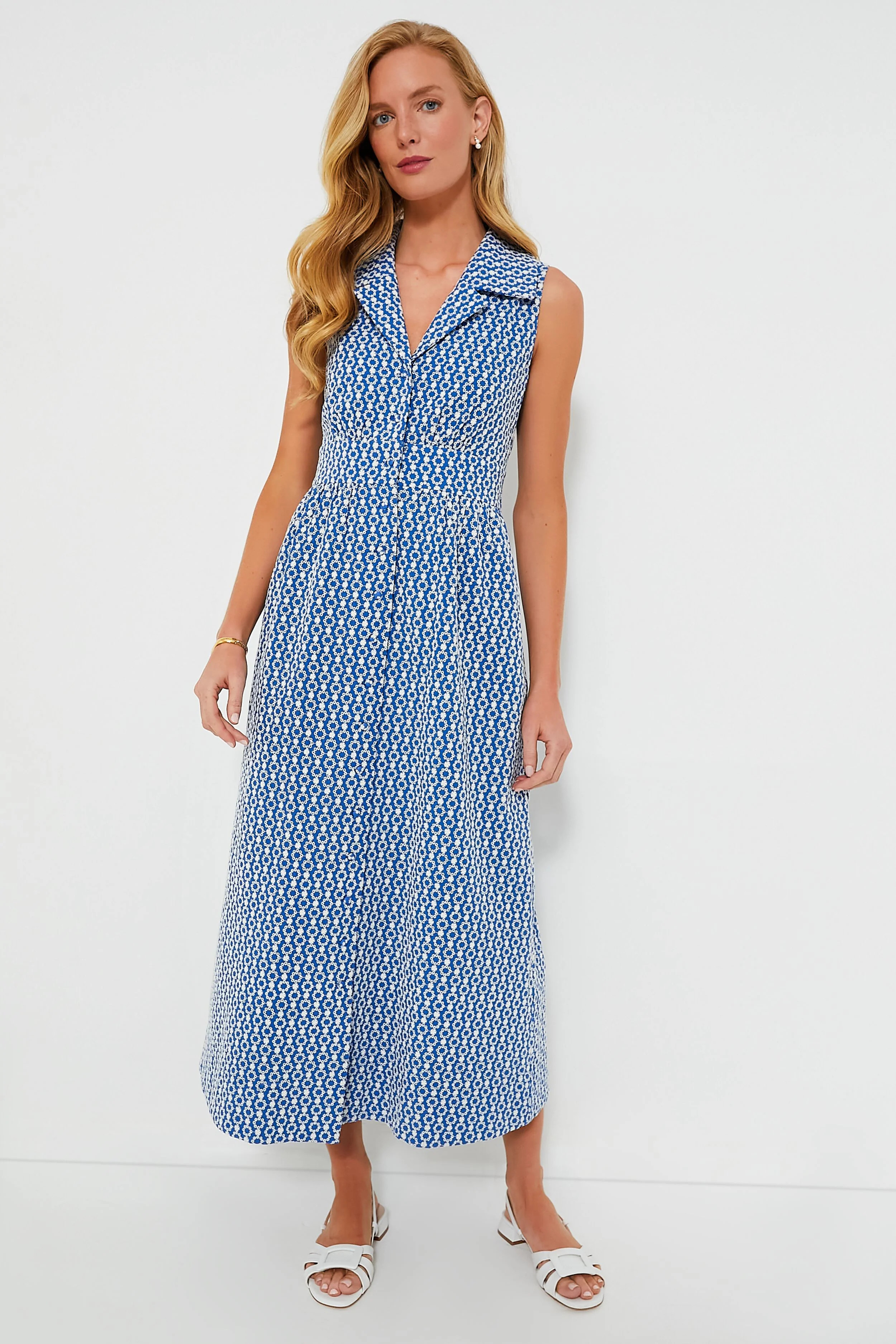 Blue Eyelet Sleeveless Noelle Maxi Dress | Tuckernuck (US)