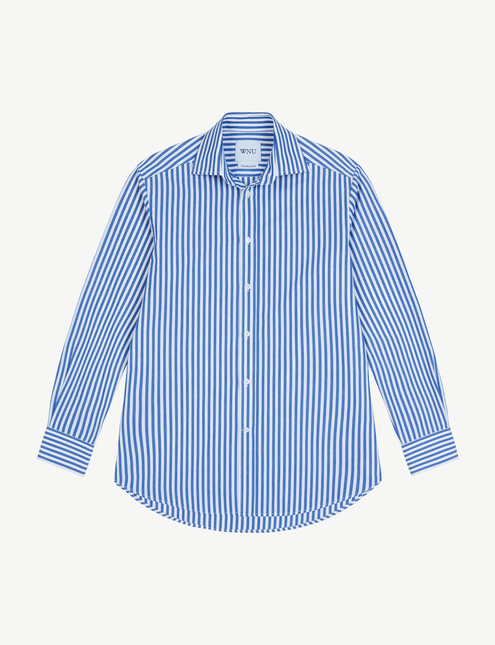The Boyfriend: Fine Poplin, Royal Blue Stripe | With Nothing Underneath