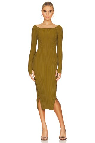 LPA Salome Knit Midi Dress in Chartreuse from Revolve.com | Revolve Clothing (Global)
