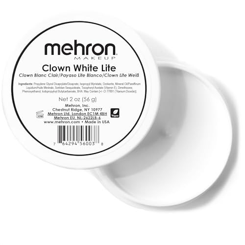 Mehron Makeup Clown White Lite | Professional Face Paint & Body Paint | White Cream Face Paint for Clown Makeup, Stage, Film, Cosplay, Mime, & Halloween 2 oz (56g) | Amazon (US)