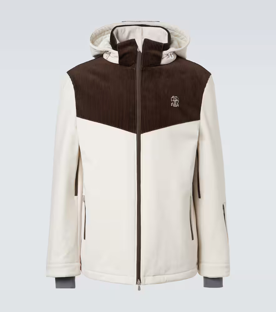 Brunello Cucinelli Corduroy-paneled ski jacket | Mytheresa (UK)
