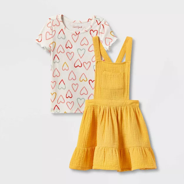 Toddler Girls' Heart Top & Skirtall Set - Cat & Jack™ Yellow | Target