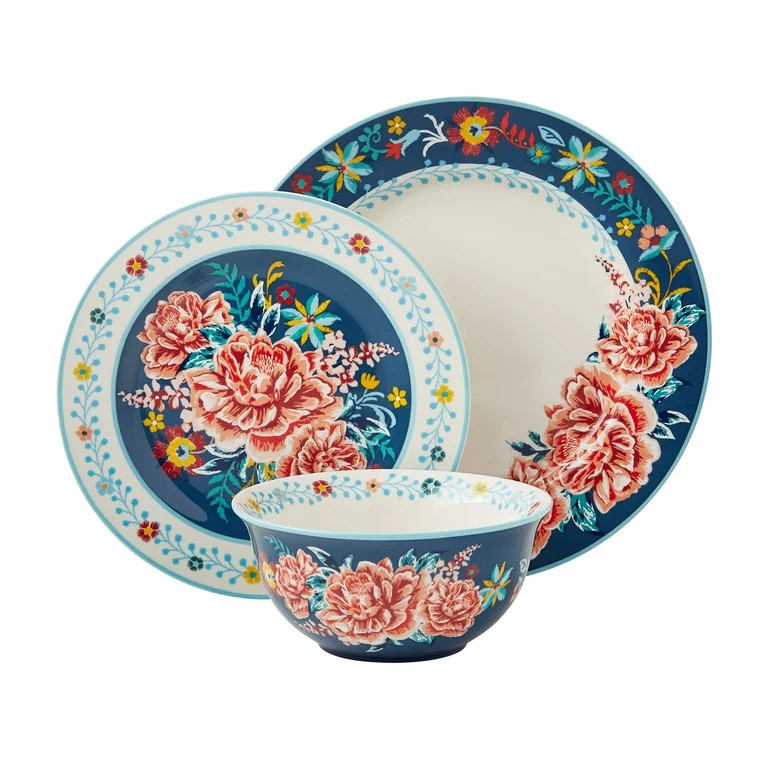 The Pioneer Woman Keepsake Floral 12-Piece Stoneware Dinnerware Set | Walmart (US)