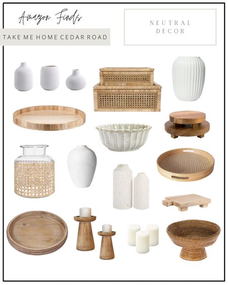 Amazon, Amazon finds, Amazon home, Amazon home decor, home decor, table decor, shelf decor, vase, decorative boxes, stacking boxes, tray, round tray, wood tray, wood riser, wood candle holder, candle holder, candle, white vase, wood decor, bowl, pedestal bowl, woven decor, living room, bedroom, dining room, kitchen, entryway 

#LTKhome #LTKunder50 #LTKunder100
