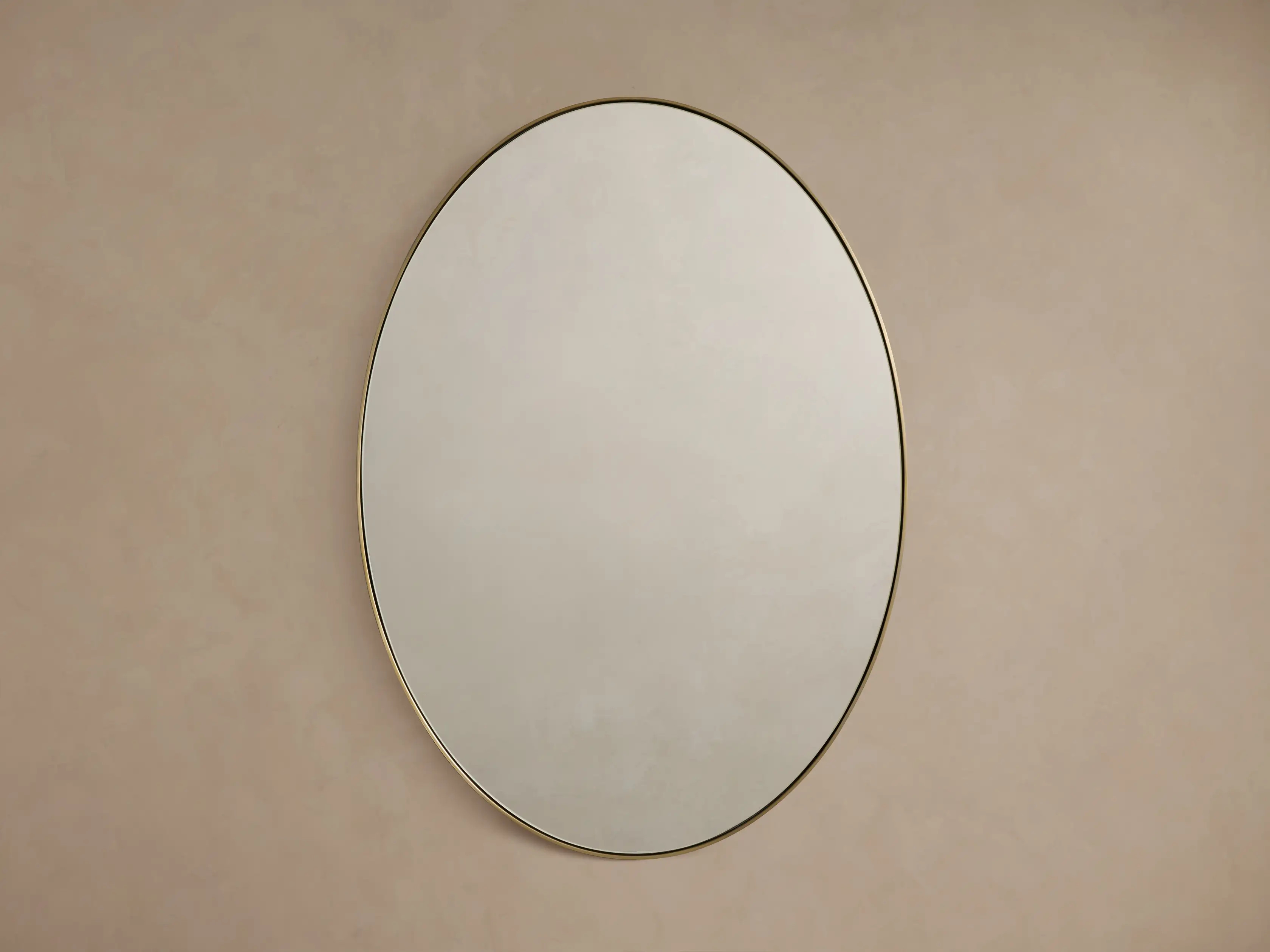 Lira Oval Bath Wall Mirror in Brass | Arhaus