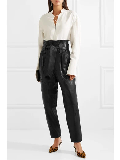 Bahio belted leather tapered pants | NET-A-PORTER (US)