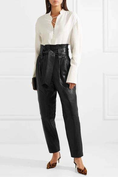 Bahio belted leather tapered pants | NET-A-PORTER (US)