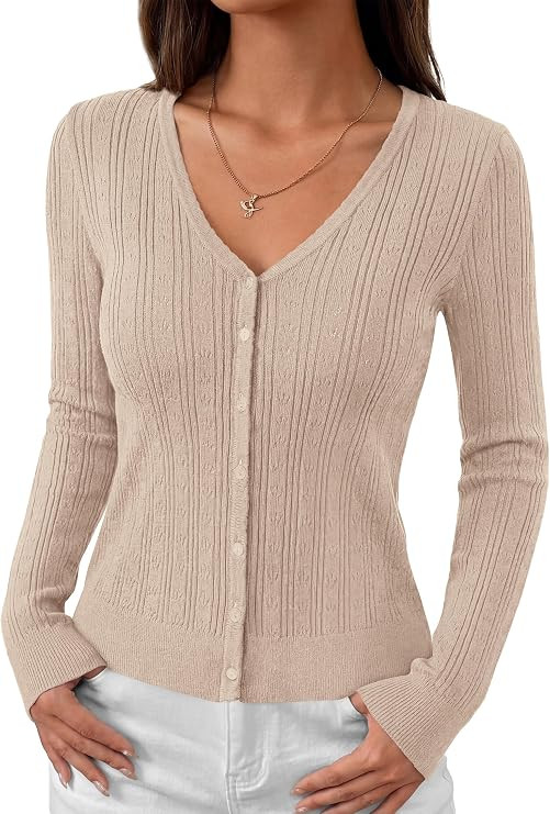 MASCOMODA Womens Fitted Lightweight Cardigan Button Sweaters | Amazon (US)