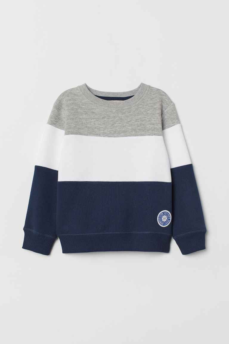 Color-Block Sweatshirt - Light gray melange - Kids | H&M US | H&M (US + CA)