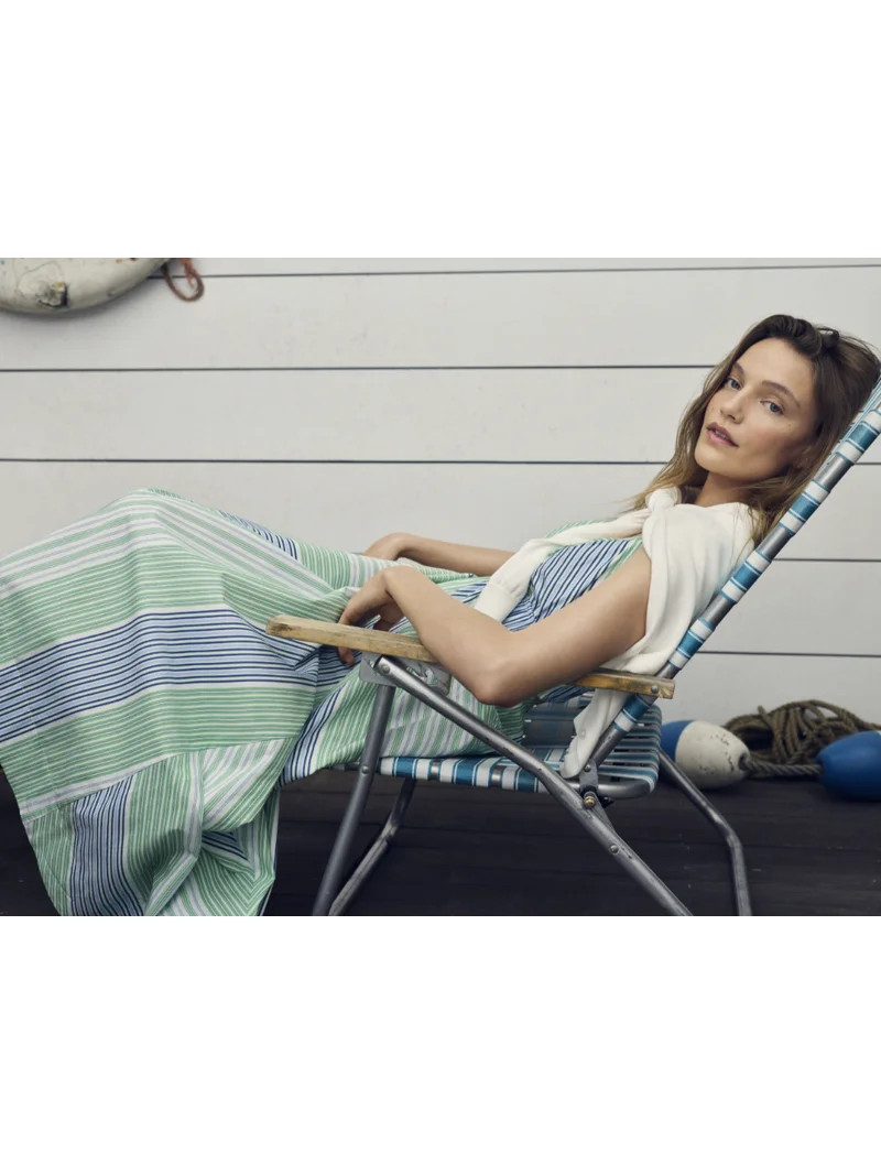 Free Assembly Women's and Women's Plus Striped Cotton Maxi Dress, with Cut Out Back, Sizes XS-4X | Walmart (US)